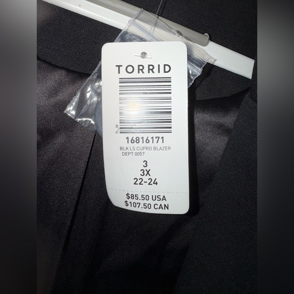 Torrid Jacket Black Blazer soft ruched 3/4 sleeve Womens Size 3 - Picture 8 of 9